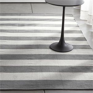 Crate & Barrel grey striped rug